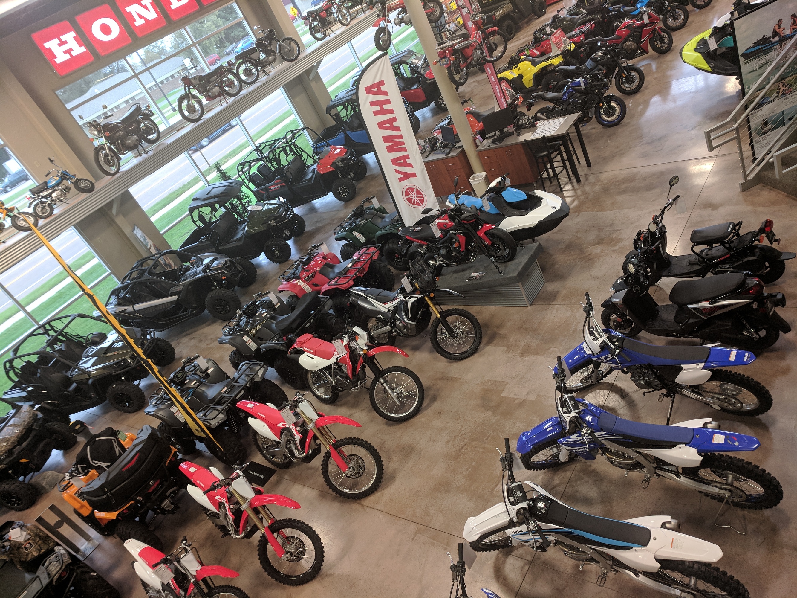 Overview of the in-stock selection at 2Brothers Powersports in Onalaska, Wisconsin.