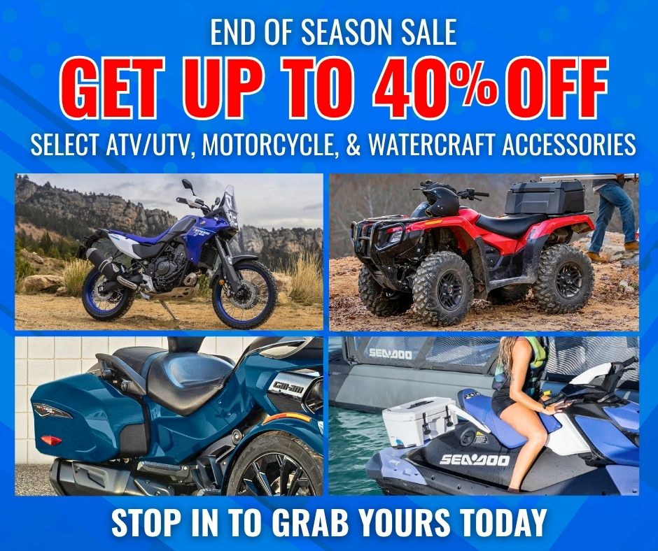 Get up to 40% off ATV/UTV, Motorcycle, and Watercraft Accessories