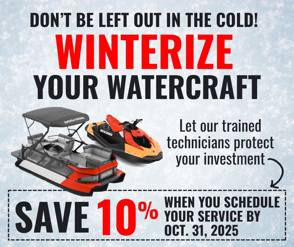 Don't be left in the cold! Winterize your watercraft today. Let our experienced technicians protect your investment. Get 10% off when you schedule this service before October 31, 2025.